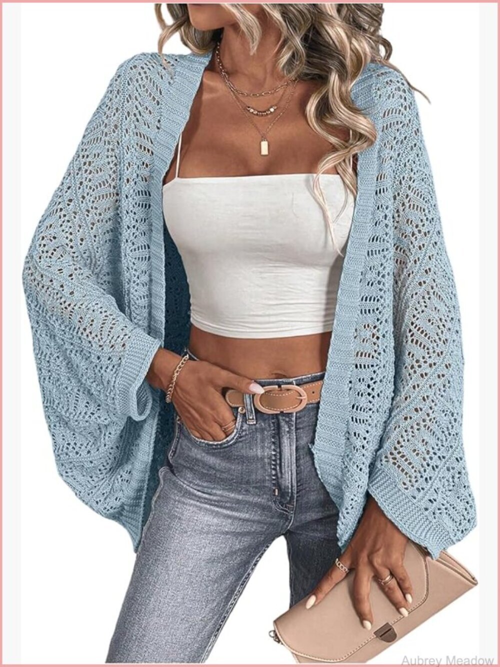 Lightweight Crochet Open Front Long Cardigan Beach Cover Up